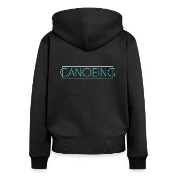 Kanu Schriftzug - Frauen Premium Bio Zip Hoodie - Schwarz - Hinten - Julia (174cm)