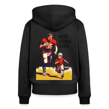 Cadeau de la fête des pères du football américain - Sweat à capuche zippé Premium bio Femme - noir - Dos - Julia (174cm)