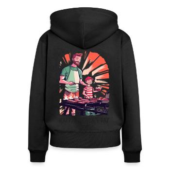 Cadeau de fête des pères pour les grillons père et fils - Sweat à capuche zippé Premium bio Femme - noir - Dos - Julia (174cm)