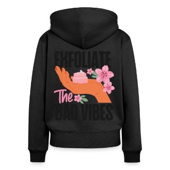 Soins de la peau d’esthéticienne agréée mignonne - Sweat à capuche zippé Premium bio Femme - noir - Dos - Julia (174cm)