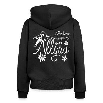 Allgäu Wandern Bergsteigen Allgäuer - Frauen Premium Bio Zip Hoodie - Schwarz - Hinten - Julia (174cm)