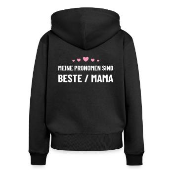 Beste Mutter, Mutter, Muttertag, Mama Geschenkidee - Frauen Premium Bio Zip Hoodie - Schwarz - Hinten - Julia (174cm)