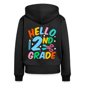 Hallo 2. Klasse Zweite Klasse Zweitklässler - Frauen Premium Bio Zip Hoodie - Schwarz - Hinten - Julia (174cm)