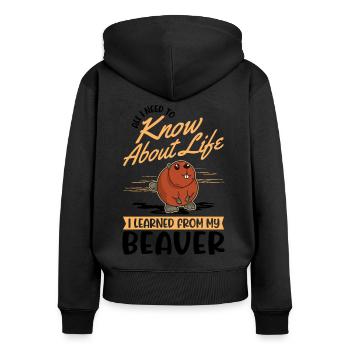 Castor Cadeau Castor Barrage Castor - Sweat à capuche zippé Premium bio Femme - noir - Dos - Julia (174cm)