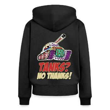Frieden Pazifisten Friedenssymbol - Frauen Premium Bio Zip Hoodie - Schwarz - Hinten - Julia (174cm)