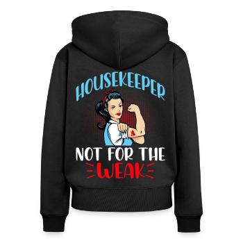 Femme de ménage pas pour les faibles - Sweat à capuche zippé Premium bio Femme - noir - Dos - Julia (174cm)