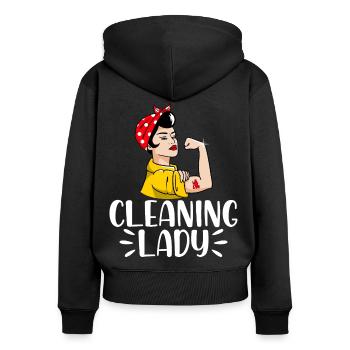 Cleaning Lady - Women's Premium Organic Zip Hoodie - black - Back - Julia (174cm)