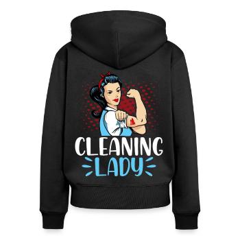 Cleaning Lady - Women's Premium Organic Zip Hoodie - black - Back - Julia (174cm)