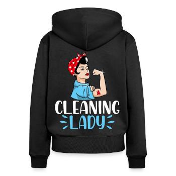 Cleaning Lady - Women's Premium Organic Zip Hoodie - black - Back - Julia (174cm)