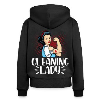 Cleaning Lady - Women's Premium Organic Zip Hoodie - black - Back - Julia (174cm)