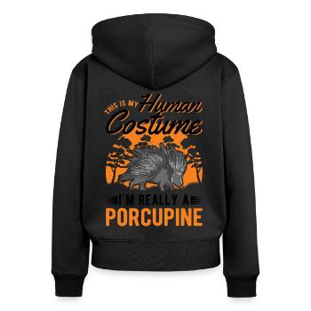 Porcupine Costume Humain Halloween - Sweat à capuche zippé Premium bio Femme - noir - Dos - Julia (174cm)