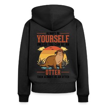 Loutre Cadeau Loutre Loutre Loutre Loutre de mer - Sweat à capuche zippé Premium bio Femme - noir - Dos - Julia (174cm)