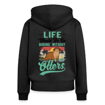 Loutre Cadeau Loutre Loutre Loutre Loutre de mer - Sweat à capuche zippé Premium bio Femme - noir - Dos - Julia (174cm)