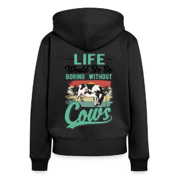Cow cattle breeder farmer farmer cows - Women's Premium Organic Zip Hoodie - black - Back - Julia (174cm)