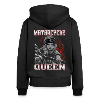 Motard - Motard / Motard Femmes - Sweat à capuche zippé Premium bio Femme - noir - Dos - Julia (174cm)