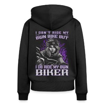 Motard - Motard / Motard Femmes - Sweat à capuche zippé Premium bio Femme - noir - Dos - Julia (174cm)