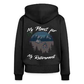 Camping Camper Rente Rentnerplanung - Frauen Premium Bio Zip Hoodie - Schwarz - Hinten - Julia (174cm)