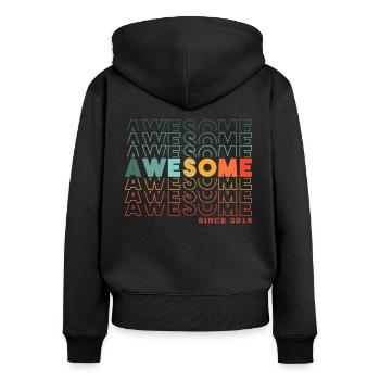 Génial depuis 2018 homme femme anniversaire rétro - Sweat à capuche zippé Premium bio Femme - noir - Dos - Julia (174cm)