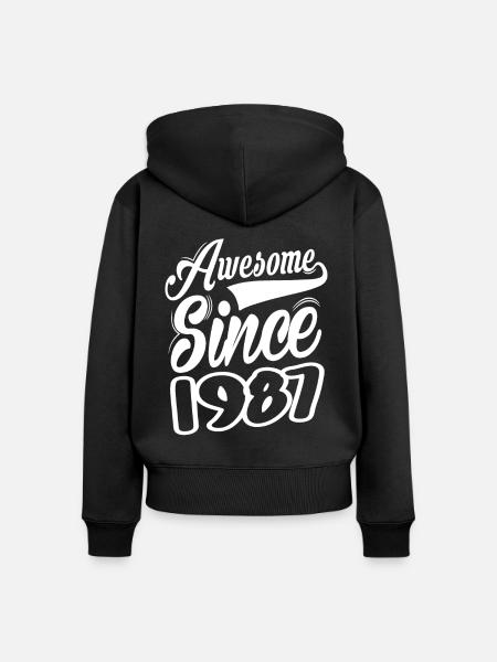Awesome Since 1987 - Frauen Premium Bio Zip Hoodie - Schwarz