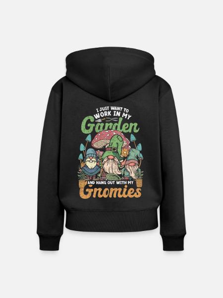 Gartenzwerg Gartenzwerge - Frauen Premium Bio Zip Hoodie - Schwarz