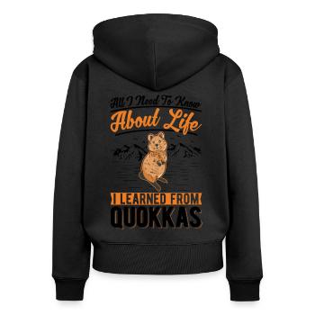 Quokka Gift Kangourou à queue courte - Sweat à capuche zippé Premium bio Femme - noir - Dos - Julia (174cm)
