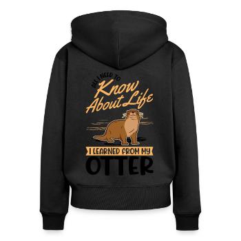 Loutre Cadeau Loutre Loutre Loutre Loutre de mer - Sweat à capuche zippé Premium bio Femme - noir - Dos - Julia (174cm)