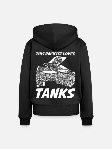 Panzer Pazifisten - Frauen Premium Bio Zip Hoodie - Schwarz
