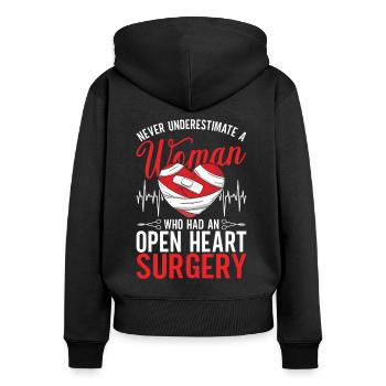 Herzoperation Genesener Herztransplantation - Frauen Premium Bio Zip Hoodie - Schwarz - Hinten - Julia (174cm)