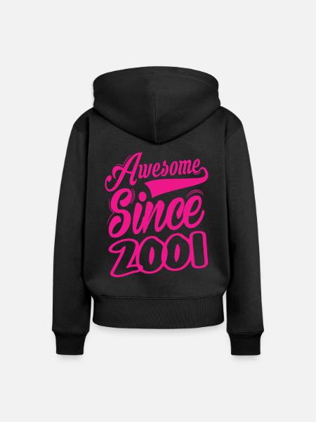 Awesome Since 2001 - Frauen Premium Bio Zip Hoodie - Schwarz