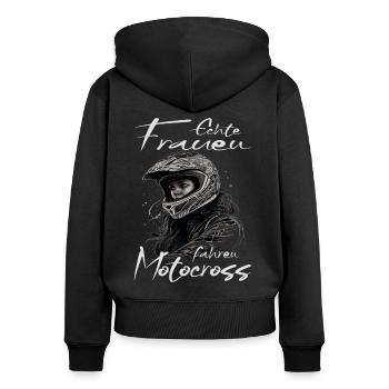 Real Women Ride Moto Motocross | Dirt Bike - Sweat à capuche zippé Premium bio Femme - noir - Dos - Julia (174cm)