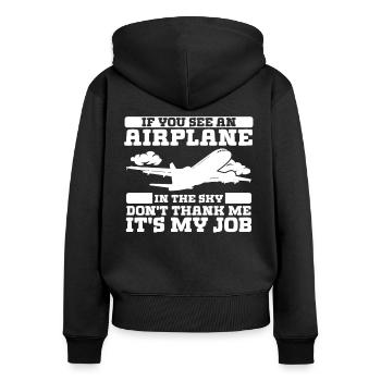 Ingénieur aéronautique Ne me remerciez pas, c’est mon métier - Sweat à capuche zippé Premium bio Femme - noir - Dos - Julia (174cm)