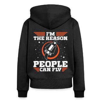 Luft- und Raumfahrtingenieur Reason People Can Fly - Frauen Premium Bio Zip Hoodie - Schwarz - Hinten - Julia (174cm)