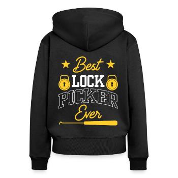Le meilleur serrurier jamais choisi - Sweat à capuche zippé Premium bio Femme - noir - Dos - Julia (174cm)