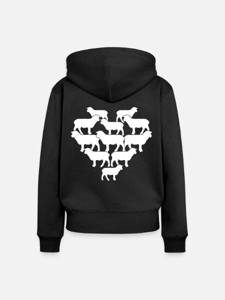 Schaf Schafe Herz Schäfchen - Frauen Premium Bio Zip Hoodie - Schwarz