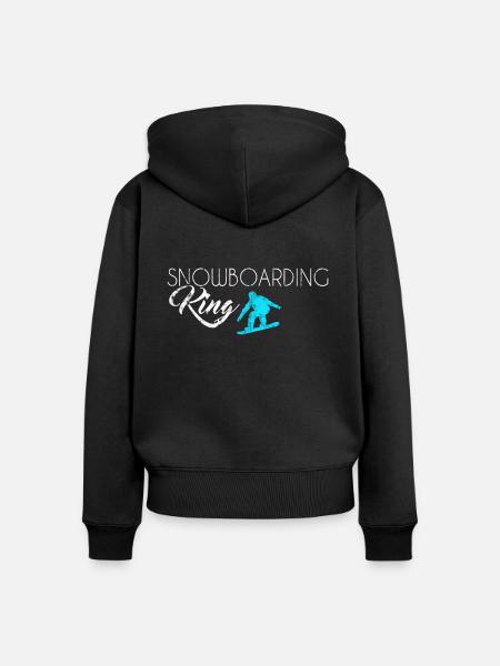 Snowboarding King - Frauen Premium Bio Zip Hoodie - Schwarz