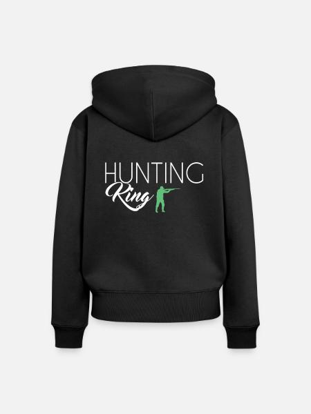 Hunting King - Frauen Premium Bio Zip Hoodie - Schwarz