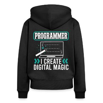 Softwareentwickler Programmer Create Digital Magic - Frauen Premium Bio Zip Hoodie - Schwarz - Hinten - Julia (174cm)