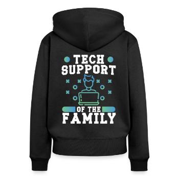 Softwareentwickler Tech Support Of The Family Geek - Frauen Premium Bio Zip Hoodie - Schwarz - Hinten - Julia (174cm)
