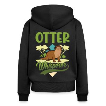 Otter Flüsterer Fischotter Geschenk Seeotter - Frauen Premium Bio Zip Hoodie - Schwarz - Hinten - Julia (174cm)