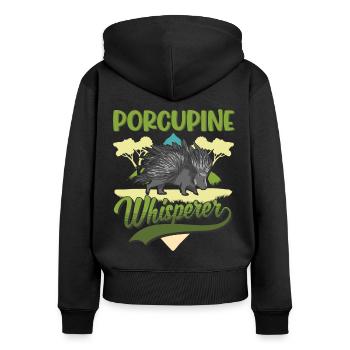 Porcupine Whisperer - Sweat à capuche zippé Premium bio Femme - noir - Dos - Julia (174cm)