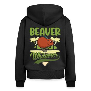 Beaver Whispering Beaver Dam - Sweat à capuche zippé Premium bio Femme - noir - Dos - Julia (174cm)