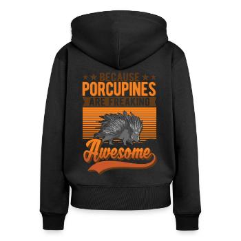 Porcupine Gift Porcupine - Women's Premium Organic Zip Hoodie - black - Back - Julia (174cm)