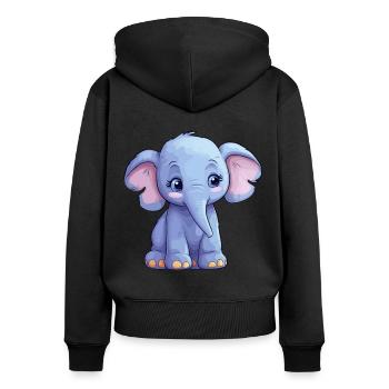 Cute Baby Elephant: Cute Cartoon Clipart - Women's Premium Organic Zip Hoodie - black - Back - Julia (174cm)