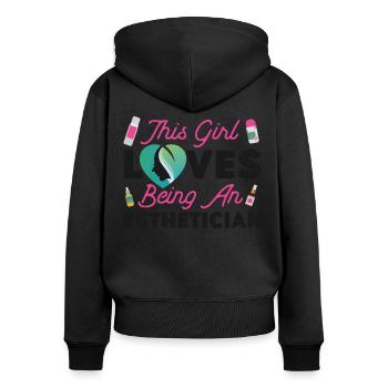 Cute Licensed Esthetician Skincare - Frauen Premium Bio Zip Hoodie - Schwarz - Hinten - Julia (174cm)