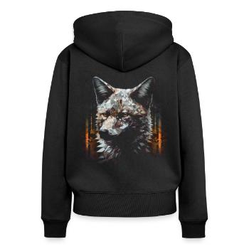 Fuchs Tierliebhaber Geschenk Wildtier Tier Motiv - Frauen Premium Bio Zip Hoodie - Schwarz - Hinten - Julia (174cm)