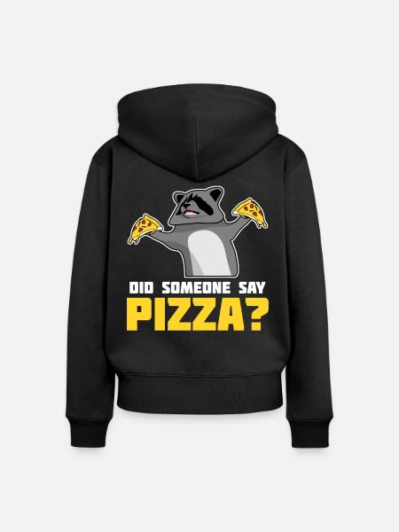 Waschbär mit Pizza - Frauen Premium Bio Zip Hoodie - Schwarz