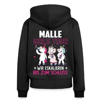 Malle Girls Tour - Frauen Premium Bio Zip Hoodie - Schwarz - Hinten - Julia (174cm)