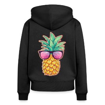 Cool pineapple with sunglasses - summer design - Women's Premium Organic Zip Hoodie - black - Back - Julia (174cm)