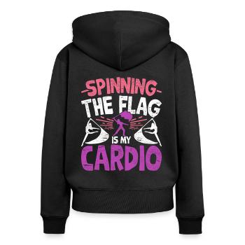 Color Guard Spin The Flag Is My Cardio - Women's Premium Organic Zip Hoodie - black - Back - Julia (174cm)