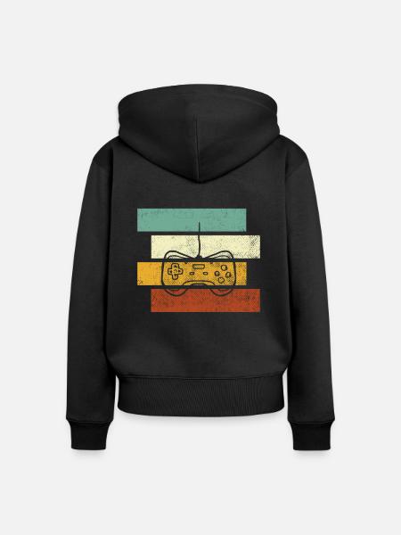 Gaming Retro - Frauen Premium Bio Zip Hoodie - Schwarz